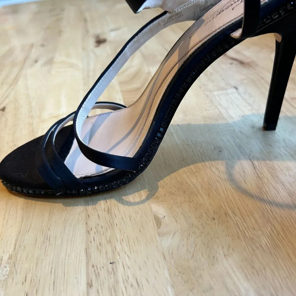Vince Camuto Imagine Black Side Jeweled Strappy Heels Size 7.5 Chic & Sophistica - Picture 6 of 10